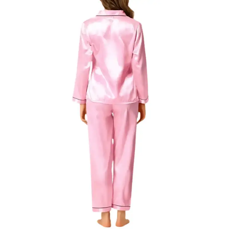 Pink Stitched Silk Night Suit